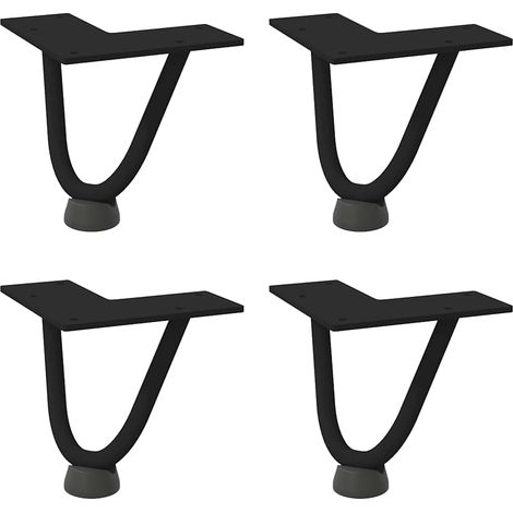Juego de 4 patas de horquilla para mesa de centro de diseño moderno 10 x 12 x 12 cm acero macizo negro 020056707 (1/5)