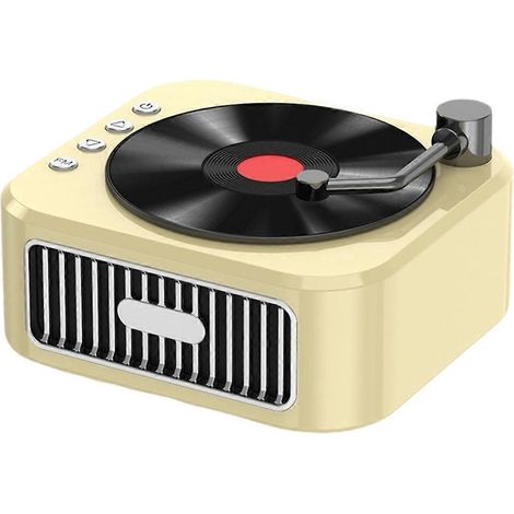 Bluetooth-Lautsprecher (5,3) im Stil eines Phonographen aus dem 18. Jahrhundert, gelb (1/5)