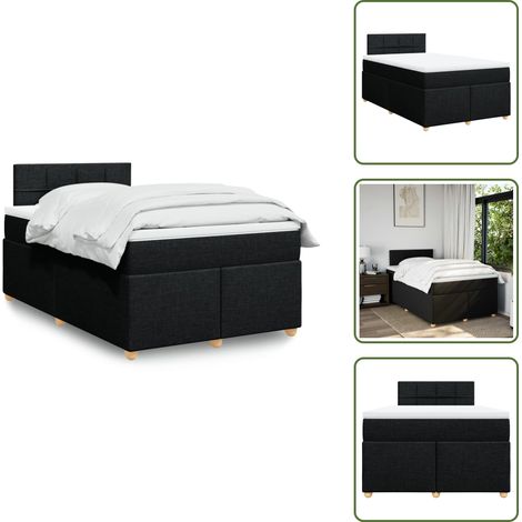vidaXL Sommier à lattes de lit avec matelas Noir 120x200 cm Tissu (1/5)