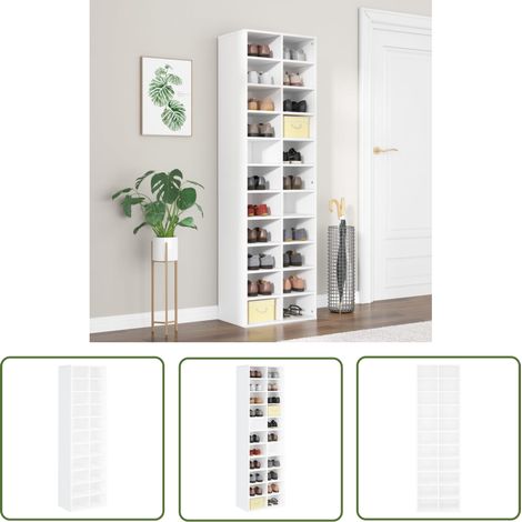 Maison Exclusive Schuhschrank Weiß 54x34x183 cm Holzwerkstoff (1/5)