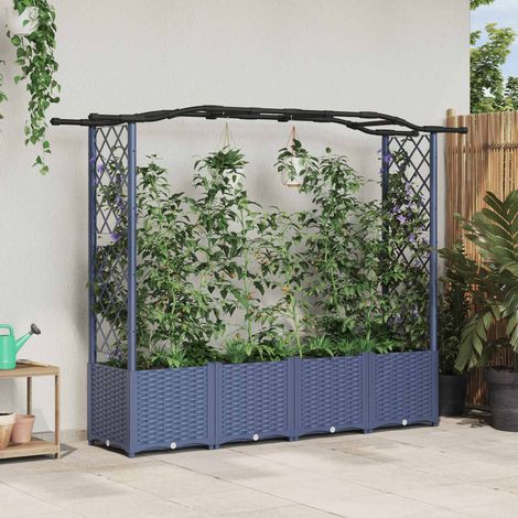 Teenpull – Hochbeet mit Rankgitter und Dach Grau 204 x 40 x 138 cm PP (1/5)