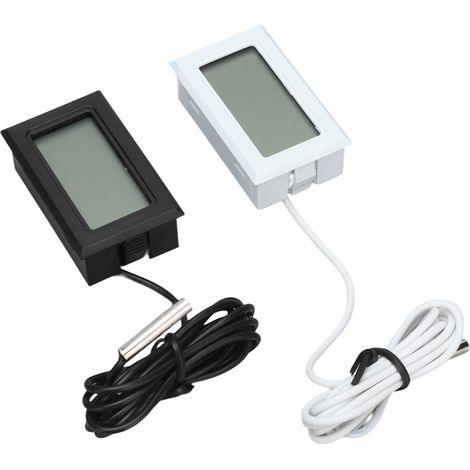 Thermomètre numérique digital 2 pièces, thermostat avec sonde, mesure de température, rafraîchissement 2s, noir et blanc (1/5)