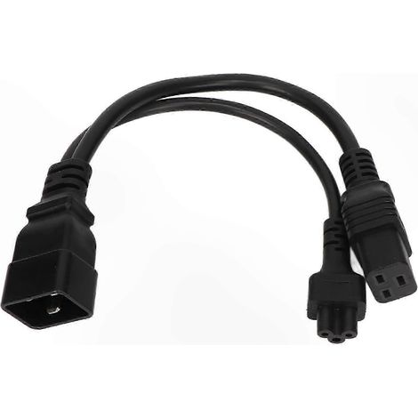 Câble adaptateur en Y C20 vers C5 et C19, connecteur PVC, 20A 125V / 16A 250V, longueur 30cm, pour alimentation informatique et serveurs. (1/5)