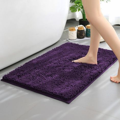 Tapis de bain,tapis chenille à cheveux longs,tapis de sol de baignoire de salle de bain,entrée de salon - purple-TPR-400MMx600MM[A]