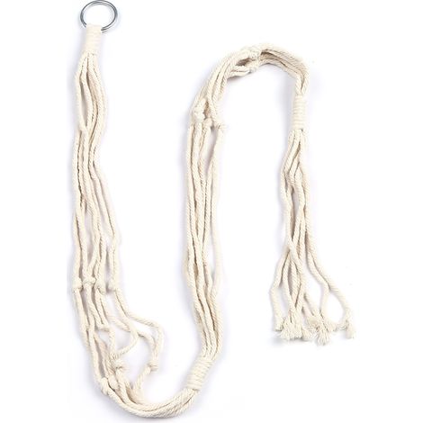 Porte-plante suspendu macramé 2 niveaux type A - Corde coton 47" pour pots intérieur/extérieur (1/4)