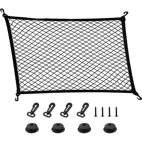 Filet à bagages 100x60cm, filet de coffre auto en nylon, fixe et résistant, sangle élastique, maintien des charges, accessoire voiture (1/5)