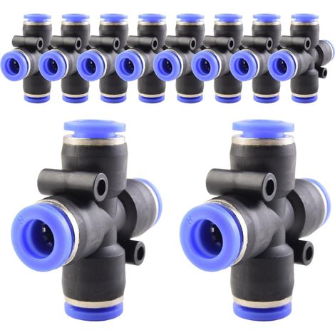 10 pièces 16 mm répartiteur en Y à 3 voies, raccord pneumatique, rapide plastique raccords Push to Connect, adaptateur de conduite d'air PY - PZA-8mm (1/5)