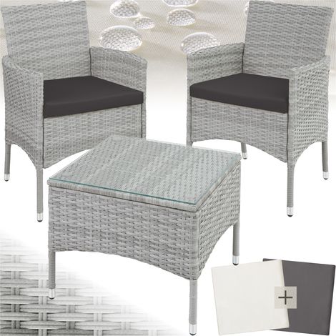 Set da giardino 2 posti con fodere grigio chiaro (1/5)