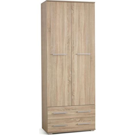 Estantería Cirveso 107, Roble Sonoma, Con cajones, Con puertas, Cerrable, Aglomerado laminado, Número de puertas: 2, Número de cajones: 2, 200x77x40cm (1/2)