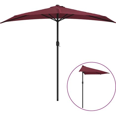 Ombrellone  Parasole Balcone Palo in Alluminio Bordò 270x144x222cm a Metà (1/5)