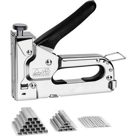 Pistolet à clous 3 en 1 robuste (avec clous de type U 200 + clous de type porte 200 + clous de type T 200) Pistolet à clous manuel pour tissus d'ameublement, matériaux de fixation, décoration, travail (1/5)