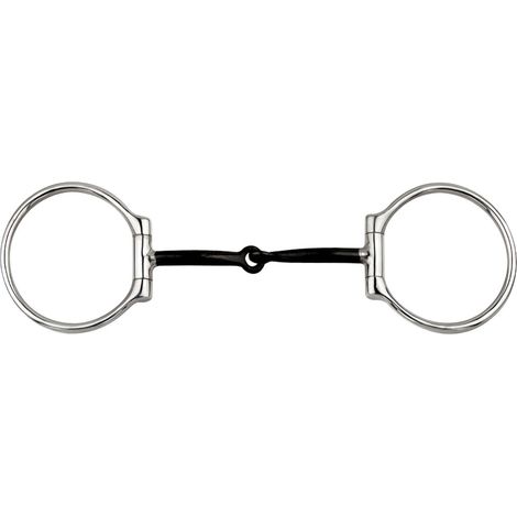 Filet western en acier inoxydable en forme de D et embout noir avec inserts en cuivre