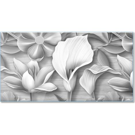 Lupia Quadro Moderno Stampa su Vetro Temperato GLASS FLOWERS GRAPHICS MIX GREY Alta Definizione e Lucentezza di Colori  Design Elegante per Soggiorno, Camera, Ufficio  Facile da Appendere, 73x139 cm (1/4)
