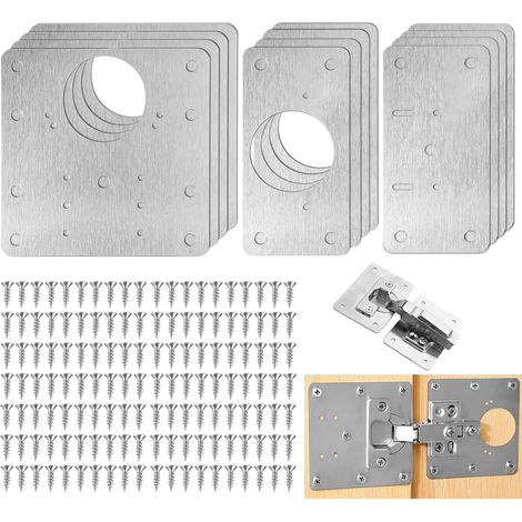 12 Pièces Supports de Réparation Plaques avec 192 Vis Kit de Réparation Charnière Meuble, Plaque de Réparation Charnière d'armoire, Réparation Charniere Porte Placard (1/5)