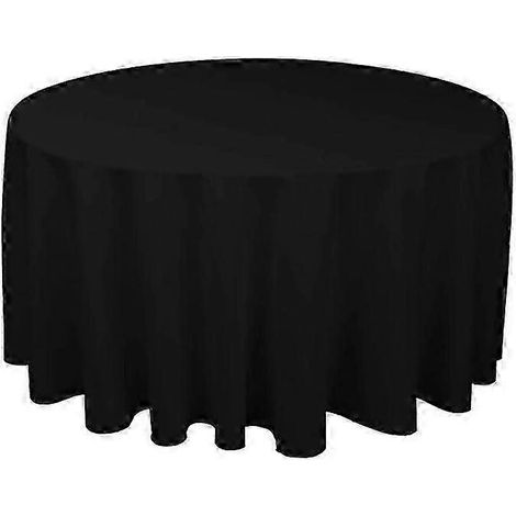 Nappe ronde en polyester pour réception de mariage disponible en blanc noir rouge bleu et or - Diamètre 220 cm - Noir (1/4)