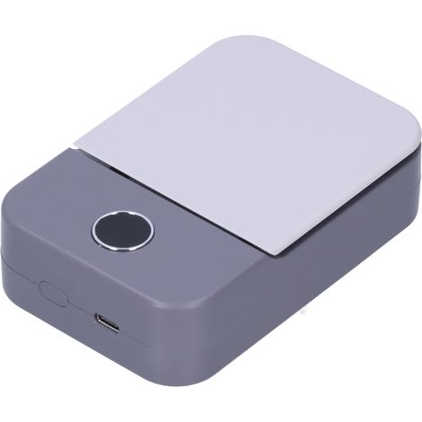 Ventilateur de cou portable avec affichage numérique LED, trois vitesses, rechargeable par USB, bleu marine. (1/5)