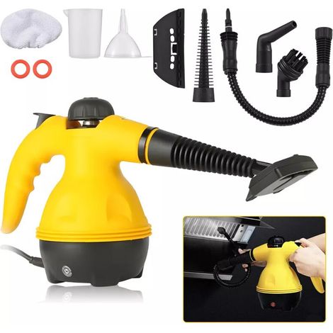 1000W Nettoyeur Vapeur Portable Polyvalent,Mini Nettoyage Nettoyant,Avec 9 Accessoires Pour éliminer Les Taches de Rideau,Vitre,Tapis,Sièges D'auto,Sofa,Cuisines,SallesDe Bain (1/4)