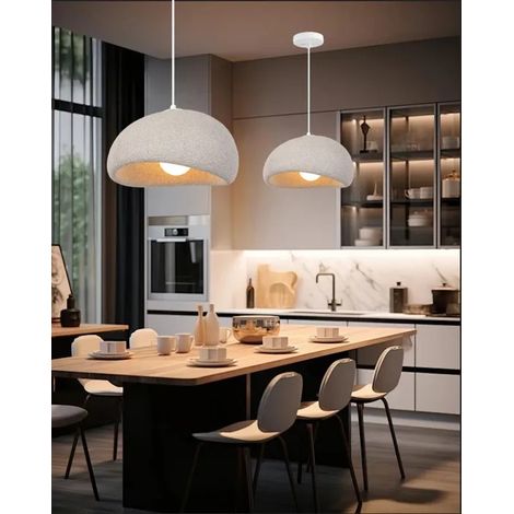 2pcs Suspension Luminaire Moderne Industriel Ciment 30cm Créatif Lustre Plafonnier Design Edison pour Salon Chambre,Gris (1/5)