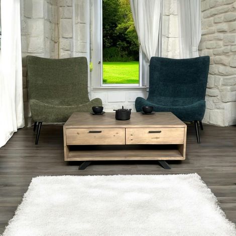 Table basse contemporaine bois recyclé VITTORIA (1/5)