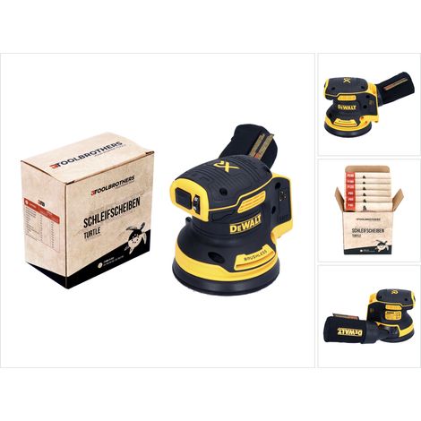 Levigatrice rotorbitale a batteria DeWalt DCW 210 N 18 V 125 mm brushless solo + 1 set di dischi abrasivi Toolbrothers TURTLE