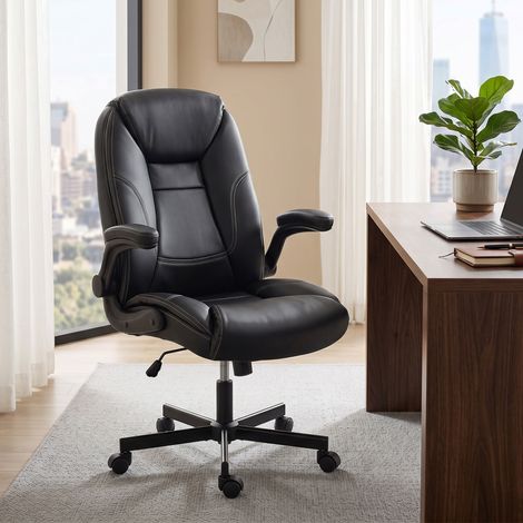 Chaise bureau ergonomique fauteuil de bureau accoudoirs relevables hauteur réglable fonction bascule noir