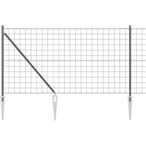 Maison Exclusive - Zaun mit Pfosten Grau 1,2 x 25 m Stahl