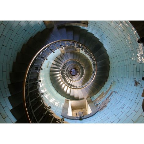 Tableau sur toile escaliers phare 45x65 cm - Impression sur Toile Murale Décorative - Image imprimée en HD sur Toile - Toile sur Châssis en Bois FSC - Fabriqué en France (1/4)