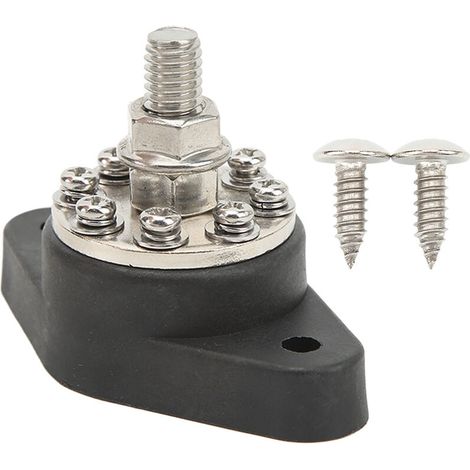 Jeffergarden Borne de distribution d'énergie à goujon unique M10 noir 3/8 pouces 12V 48V 160A Goujon de bloc de barre de bus postal de jonction de batterie pour voitures, camping-cars, navires, camion