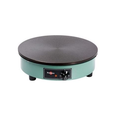 Krampouz – Crêpière de fonte 3000 W – Pour crêpes fines et épaisses – Surface antiadhésive – Vert