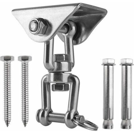 Triomphe Innovant Crochet De Plafond avec 304 Acier Inoxydable 500KG Capacité 360° Rotation, Suspension pour Béton Bois Ensembles, Chaise accrochante, Lampe accrochante, Hamac, Yoga, avec 4 Vis (1/5)