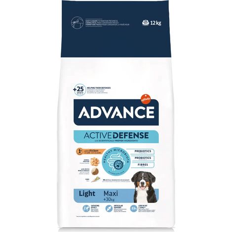 Advance Adult Maxi Light - Comida para Perro Adulto Grande (+30 Kg) - 12 Kg