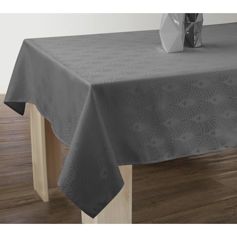 Nappe Anti-taches Damassée Gris anthracite - Rectangle 150 x 240 cm (1/3)