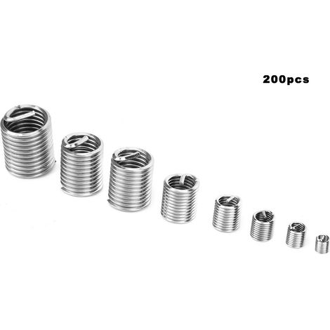 200 Stück Gewindeeinsätze aus Edelstahl 304, Sortiment M3 bis M12 für die Reparatur von Innengewinden (1/5)