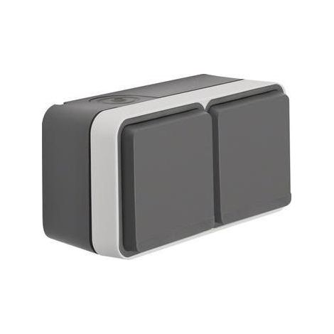 Berker 47843515 Steckdose SCHUKO 2fach waagerecht mit Klappdeckel 2 Schieber W.1, grau (1/5)