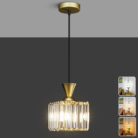 Lustre LED moderne, plafonnier LED en cristal, suspension à hauteur réglable, lampe de chevet LED, 3 températures de couleur (φ13cm, carré) (1/5)