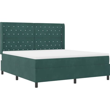 Maison Exclusive - Lit à ressorts avec matelas Vert foncé 180 x 200 cm Velours (1/5)