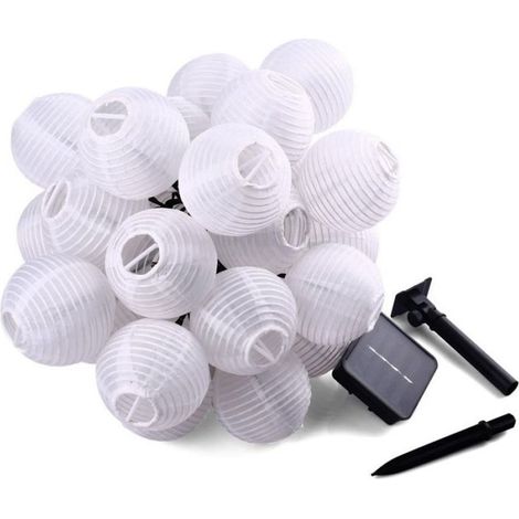 Guirlandes Feuilletées Solaire Extérieures 30PCS 6m, Lanternes LED Solaire Blanc Chaud, Étanche pour Jardin et Terrasse (1/5)