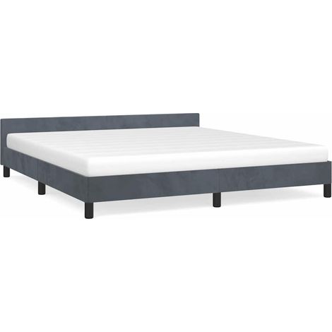 Bed Frame without Mattress Dark Grey King Velvet vidaXL (1/5)