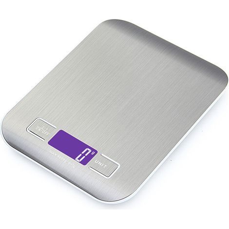 Electronic kitchen scale 5 kg/1 g. Stainless steel digital scale with LCD screen and tare function. Scale with 4 units of measurement. Weighing food for cooking and baking. (1/5)