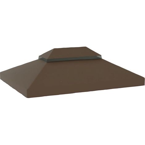 Toiture de remplacement pour pavillon, 3 x 4 m, bâche de remplacement avec trous de drainage, polyester, protection solaire UPF 30+, couleur café