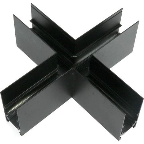 IluminaShop - Union En X Horizontal Negro Para Carril Magnetico Serie Even (1/2)
