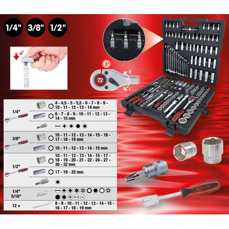 KSTOOLS Steckschlüssel-Set 1/4"+3/8"+1/2" - 216 Stück - 917.0216