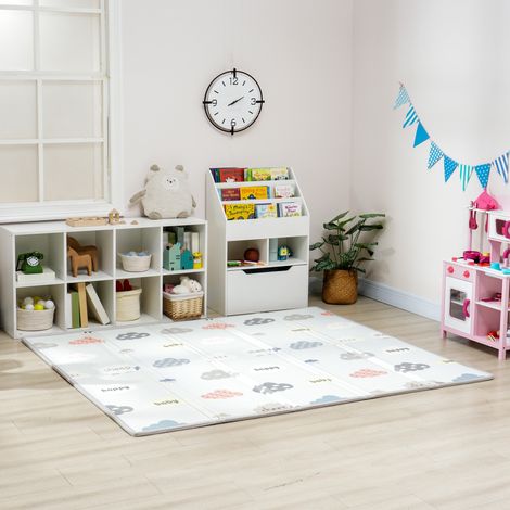 Tapis de jeu pour bébé pliable et réversible, tapis de sol en mousse épais, 200 x 180 x 1,5 cm, multicolore (1/5)