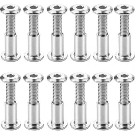 12pcs Vis de liaison M6 x 20mm, vis de connexion boulonnées, boulons de fixation à tête hexagonale, boulons de liaison à tête plate (1/5)