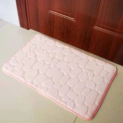 Ede Rose - Petites pierres 5080cm (corail polaire 0,8cm d'épaisseur) Paillasson en polaire corail petit format, paillasson d'entrée, tapis de maison, tapis absorbant et antidérapant. (1/4)