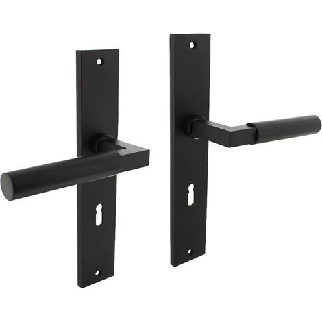 Langschildschildgarnitur Baustil Zamak F71 schwarz BB 72mm DIN L/R INTERSTEEL (1/4)