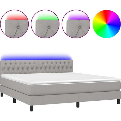 Maison Exclusive - Sommier Ă lattes de lit et matelas et LED Gris clair 180x200 cm (1/5)