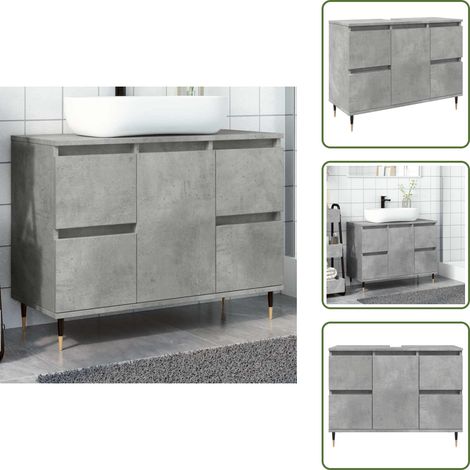 The Living Store Badschrank Betongrau 80x33x60 cm Holzwerkstoff - Holzwerkstoff Schrank (1/5)