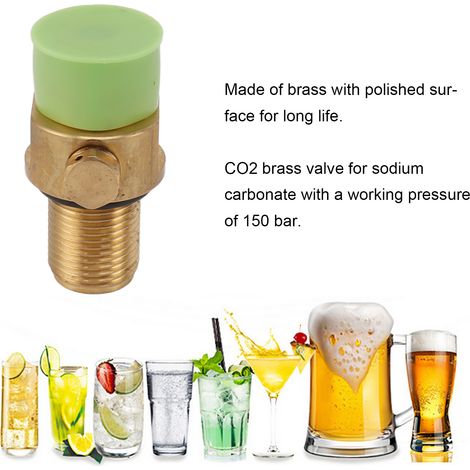 Ortviai Valve de remplacement pour bouteille CO2 en laiton poli, filetage M18x1.5, pression 150 bar (1/4)