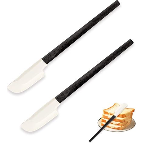 Juego de 2 espátulas de silicona para cocina, espátula para hornear y repostería, raspador de pasteles duradero, utensilios de cocina resistentes al calor para crema y mantequilla (1/5)